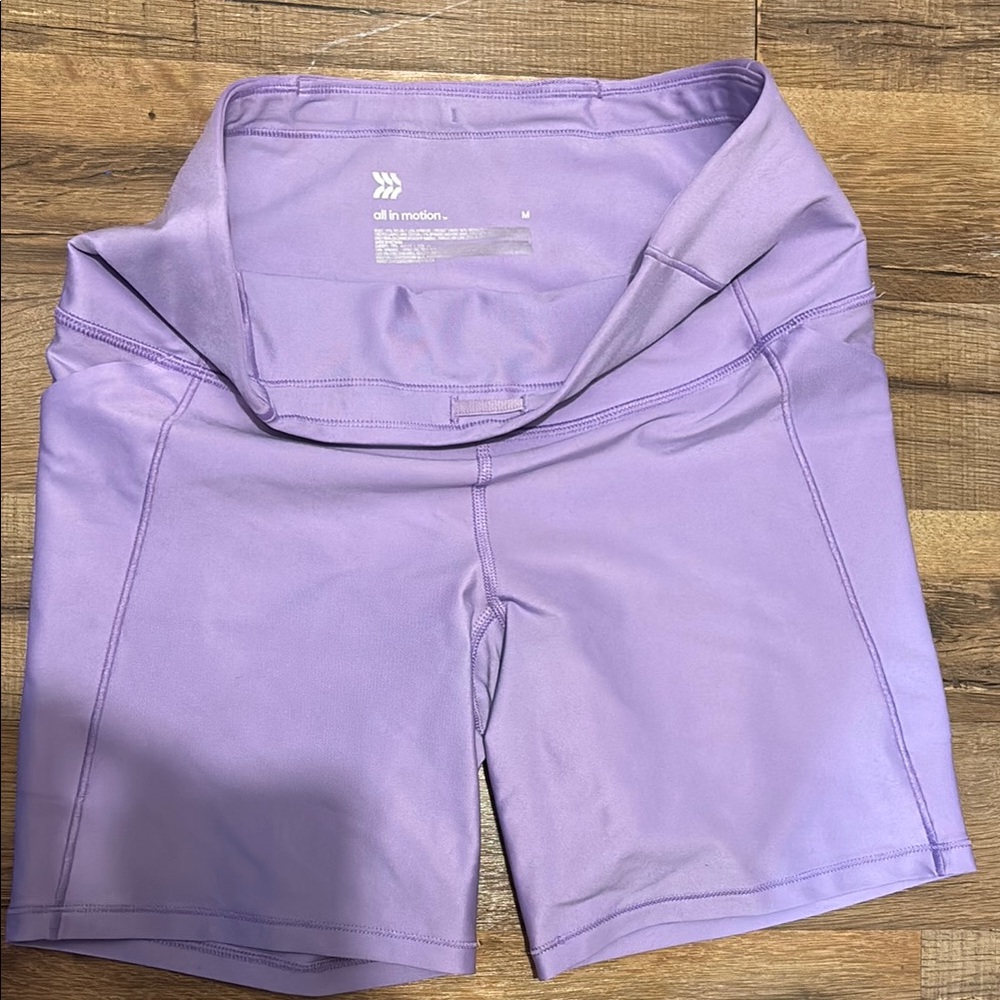 All in Motion Purple Bike Shorts with Stretchy Fabric